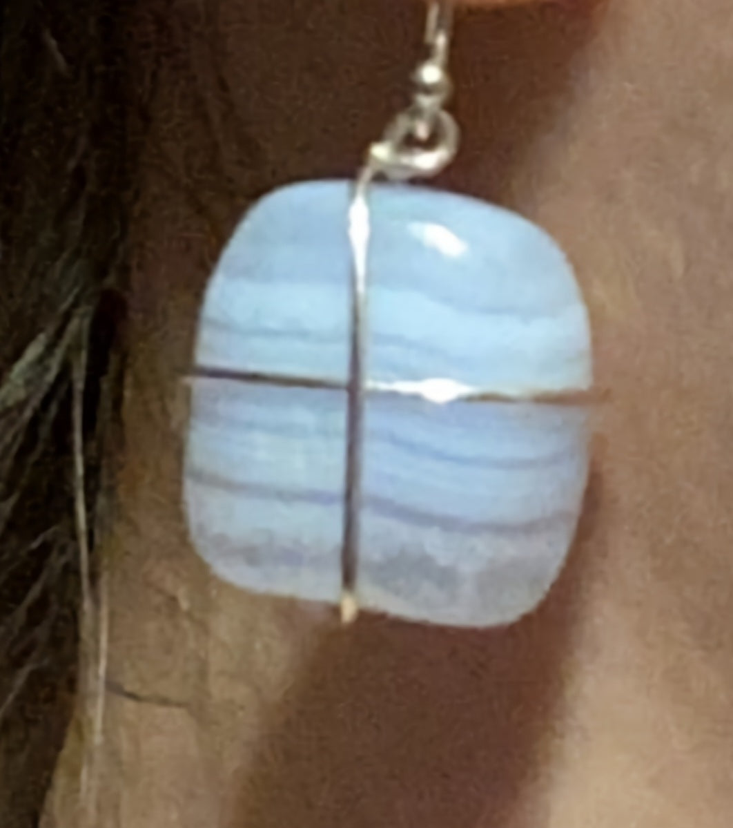 Women's Blue Lace Agate Earrings