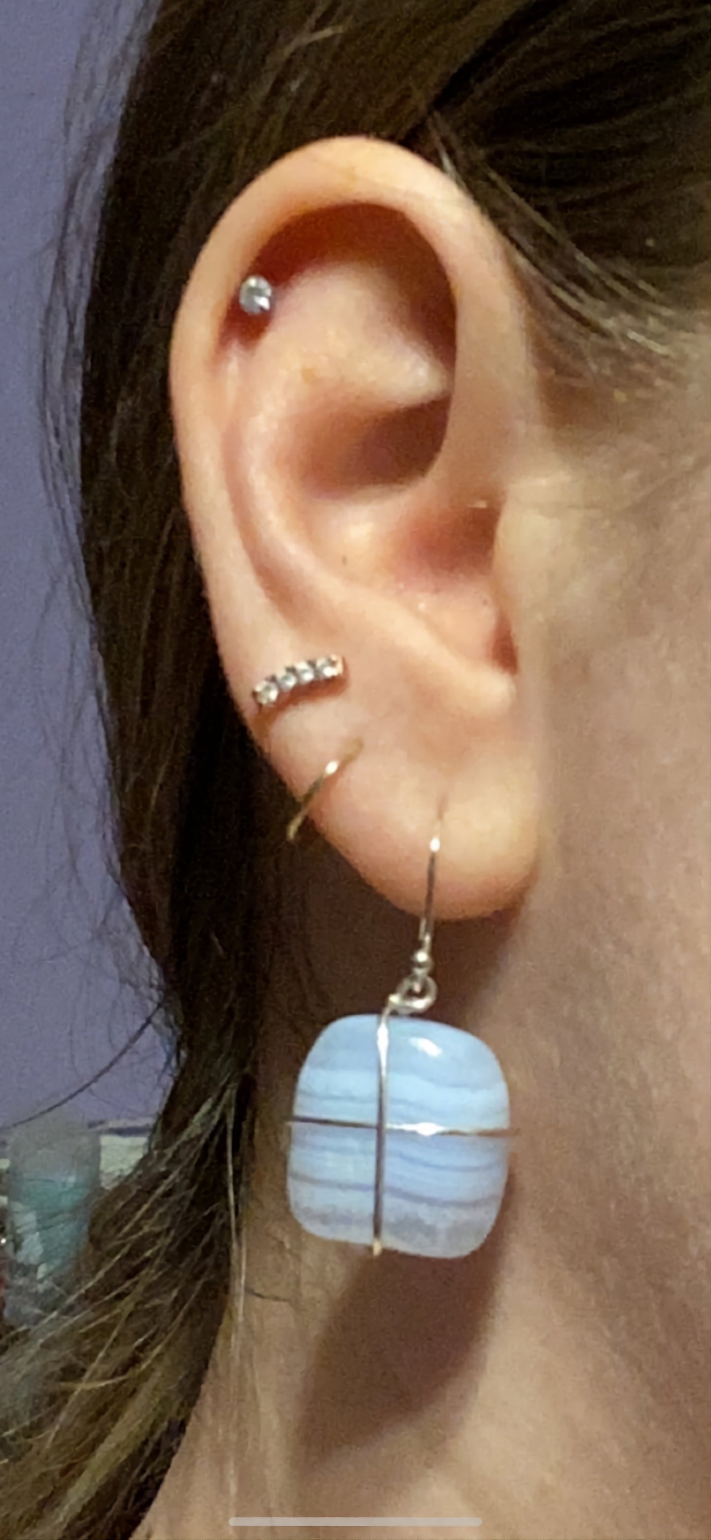 Women's Blue Lace Agate Earrings