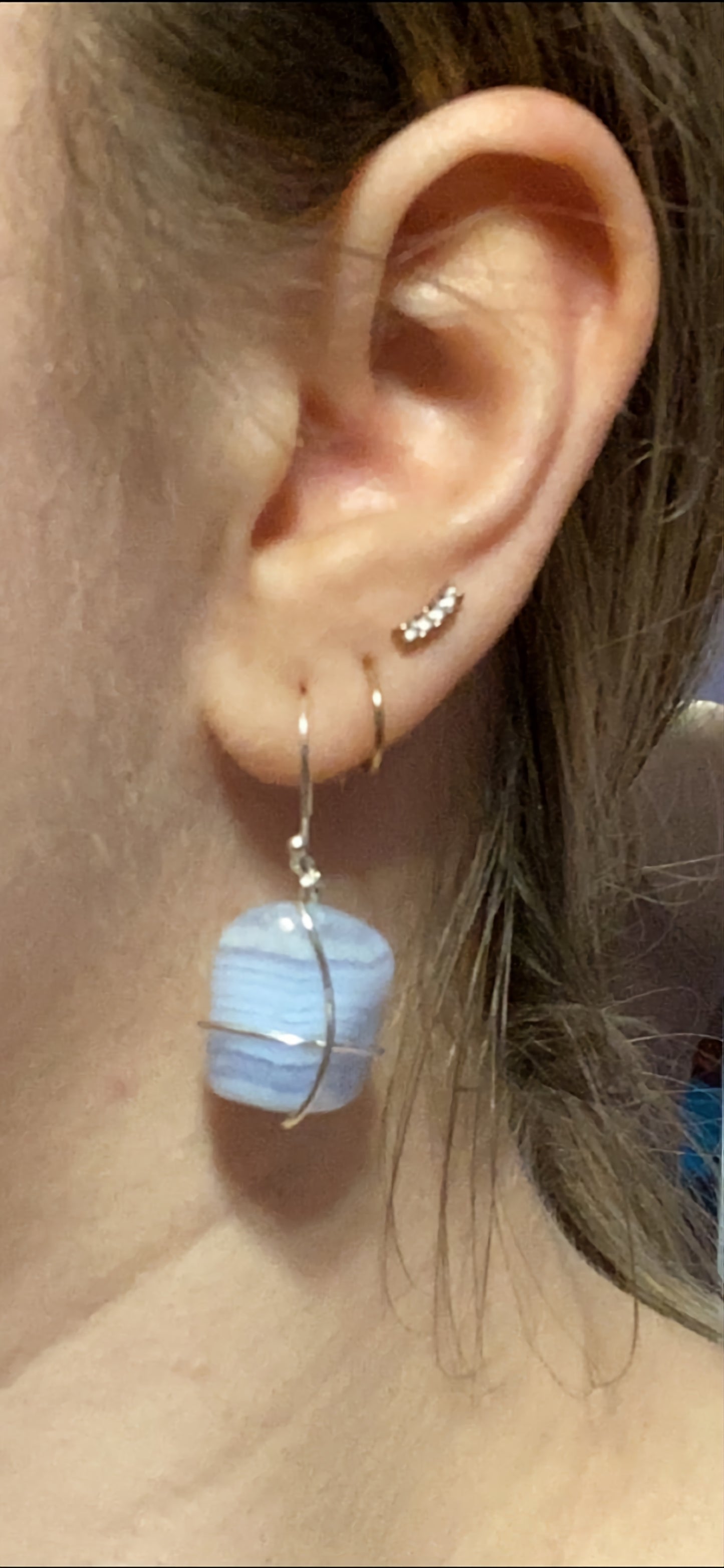 Women's Blue Lace Agate Earrings
